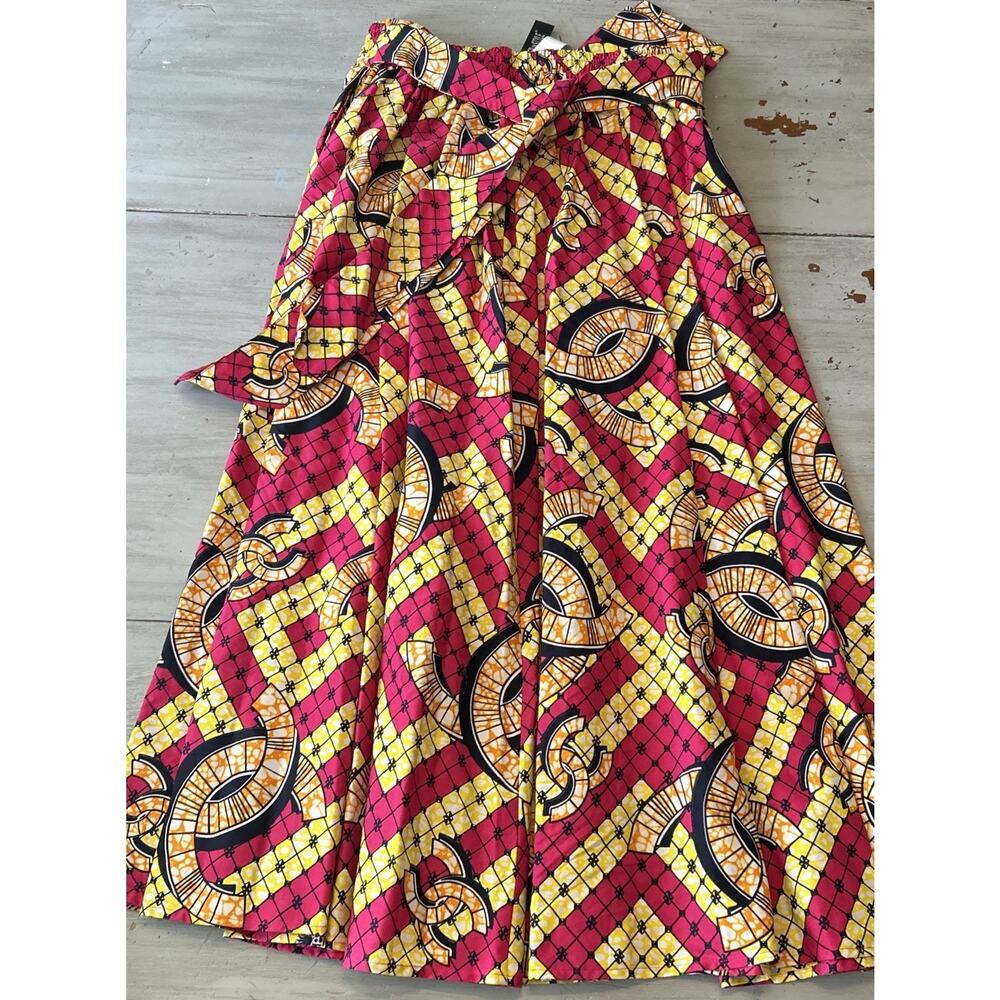 NWT Step In Style Bright Pink Yellow Maxi Skirt One Size (L/XL) Dopamine Beachy